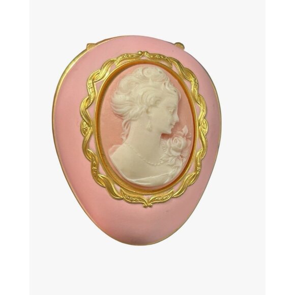 San Francisco Music Box Company Pink Gold Cameo Box Hinged Velvet Egg Works Test - Picture 1 of 10